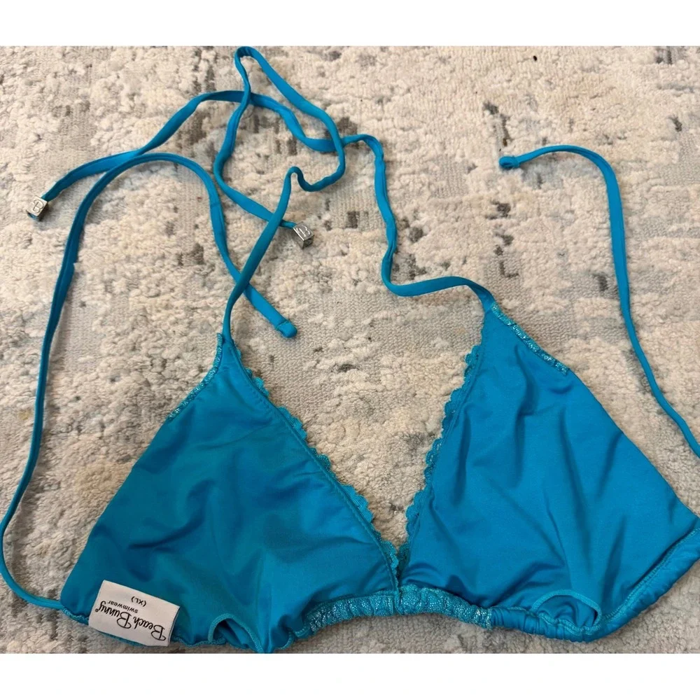 Beach Bunny the Graduate Blue Lace Triangle Bikini Top XL  Rre